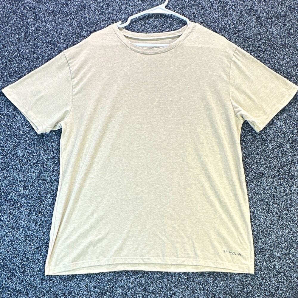 Spyder Men’s L Solid Gray Stretch Crew Neck Short Sleeve Logo Tee Shirt